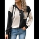thumbnail image 1 of Sudadera con Capucha para Mujer, Cuello Abotonado, Cordón Ajustable, Sudadera Informal de Larga, Camisetas. Negro L, 1 of 7