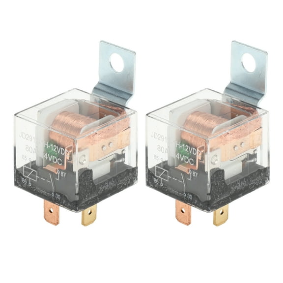 Unique Bargains 4 Pins 12V 80A Auto Relay with Metal Hanging Hole Multi Purpose Waterproof Car Relay 2 Pcs Clear