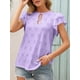 thumbnail image 4 of Camiseta de mujer con cuello redondo y manga de mariposa con cordón Camisa con agujeros huecos CACAGOO Blusa de mujer, 4 of 7