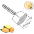 thumbnail image 1 of Triturador de patatas de acero inoxidable Triturador de patatas de 2 capas con resorte resistente incorporado y mango antideslizante, 1 of 5