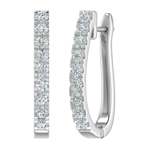 1 Carat Diamond Hoop Earrings in 14K White Gold