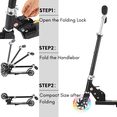 thumbnail image 6 of Legooin Kids Kick Scooter with 2 Flashing Wheels Adjustable Handlebar Ride on Toys for Toddlers 3+, Black, 6 of 8