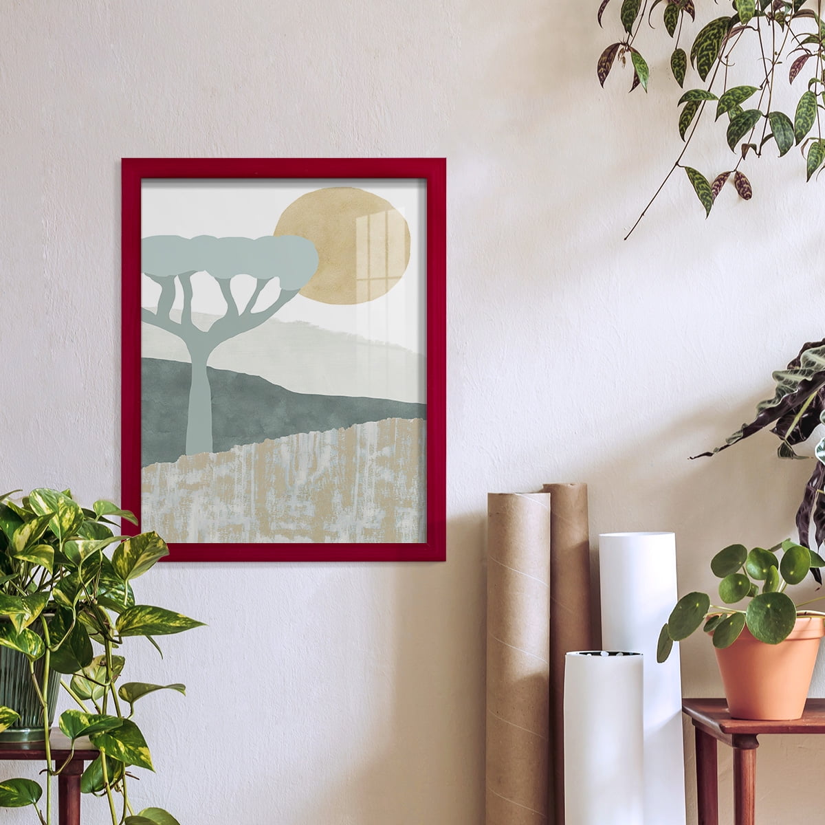 Ennerdale III - Framed Print w/glass - Cherry Red