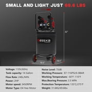 14 Gallon Ultra Quiet Air Compressor with 2 Quick Couplers 2HP 8.75 CFM, Max 115 PSI Pressure Oil-Free Air Compressor Tank, 70dB Quiet Compressor for Auto Repair, Tire Inflation 110V/60hz