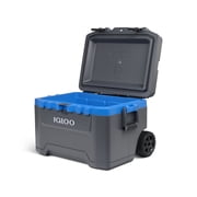 Igloo 52 QT Overland Ice Chest Cooler with Wheels, Gray and Blue