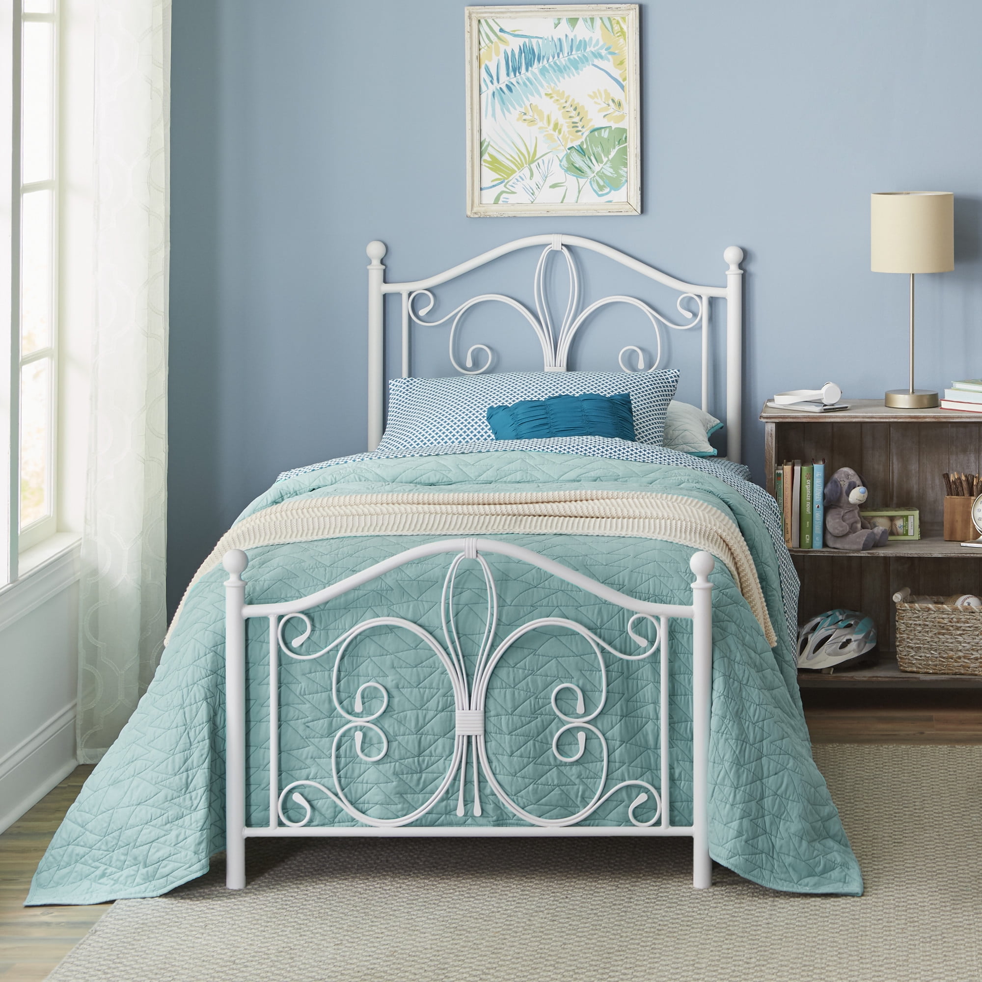 Hillsdale Furniture Ruby Textured White Metal Scroll Twin Bed