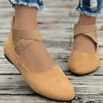 thumbnail image 7 of Women's Flat Shoes Suede Ballet Shoes Large Size Shallow Mouth Elastic Strap Round Toe Womens Shoes Flat Heel Single Shoes, 7 of 7