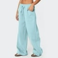 thumbnail image 4 of Wide Leg Pants Women Sweatpants High Waisted Fleece Baggy Sweatpants Full Length Lightweight Active Track Pants Sky Blue L, 4 of 7