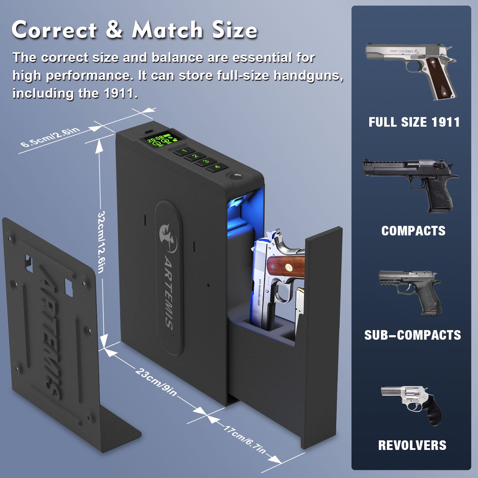 Artemis Fingerprint Gun Safe, 394 Finger Capacity, Durable Polycarbonate Case