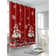 thumbnail image 3 of Boanket Polyester Fabric Red Gnomes Christmas Shower Curtain, Snowflake Xmas Poinsettia Waterproof Bathtub Curtain Bathroom Decor Set with Hooks 72 x 72 Inches,, 3 of 6