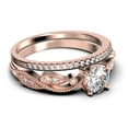 thumbnail image 2 of Dazzling Boho & hippie 1.75 Carat Round Cut Diamond Moissanite Classic Inspired Engagement Ring, Unique Twist Band Wedding Ring in 10k Solid Rose Gold, Promise Ring, One Matching Band, 2 of 4