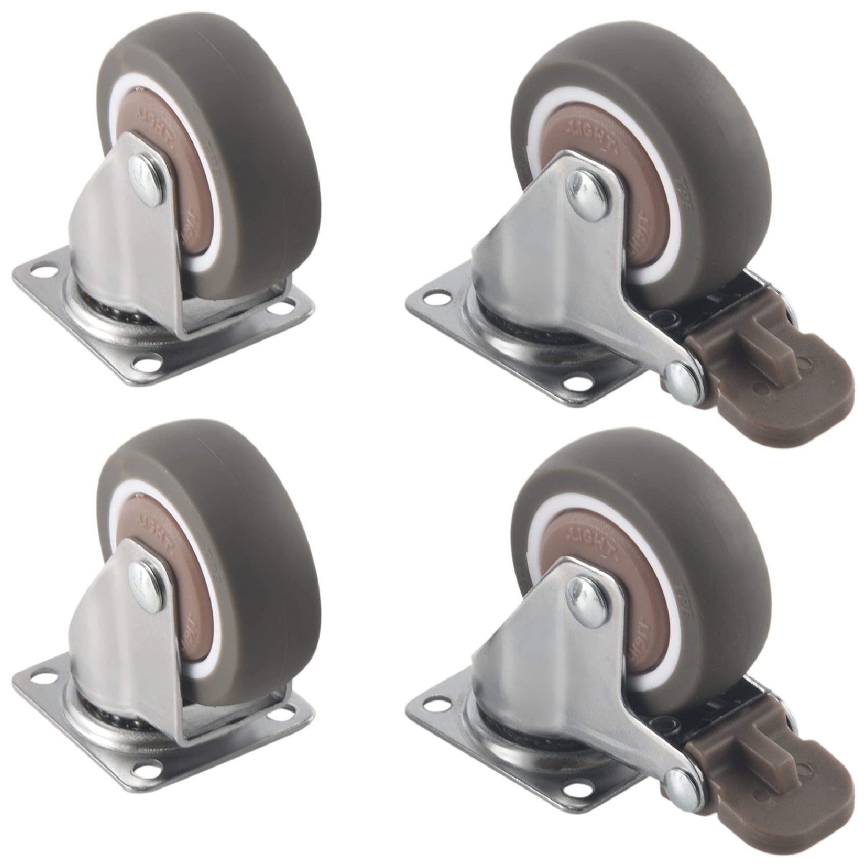 4Pack 2inch Furniture Crib Casters Clamp with Brake Wheels Soft