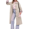 thumbnail image 4 of Spring Fall Women Plaid Patchwork Long Sleeved Single Breasted Casual Trench Coat, 4 of 6