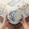 thumbnail image 3 of Twin XL Size Fitted Sheet Set - Nautical Coastal 2 Piece Bedding Sets 16" Deep Pocket Fitted Sheet with 1 Pillowcases, Vintage Beach Coral Starfish Shell Brushed Microfiber Hotel Luxury Bed Sheets, 3 of 9