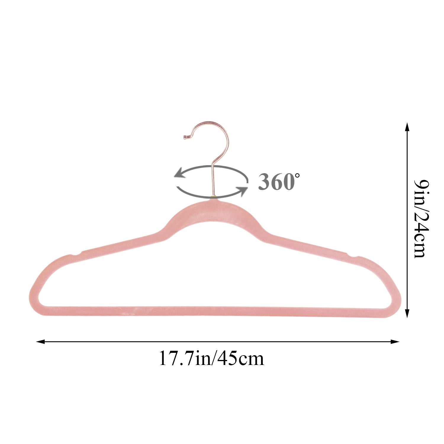 Katkuca Velvet Hangers 100 Pack, Non-Slip Clothes Hangers, Heavy Duty Hangers with 360 Rotating Hook, Slim Space Saving Suit Hangers for Clothes,Coat,Skirt,Pants, Pink