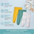 thumbnail image 3 of Spasilk Baby Cotton Pull on Footed Pants for Newborns and Infants, 3 Pack Casual Leggings with Feet, Green Rainforest Unisex, 9 Months, 3 of 6
