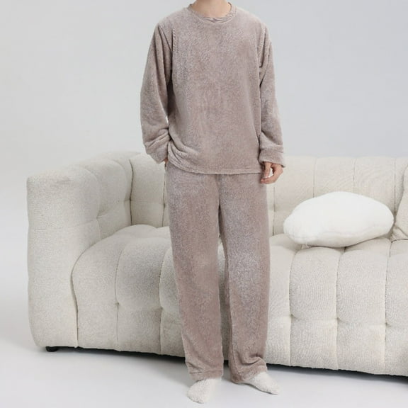 Wavsuf 2pcs Jogger Set Men Long Sweatsuits Sets for Mens Plush Sweatshirt and Sweatpants Gray Size L