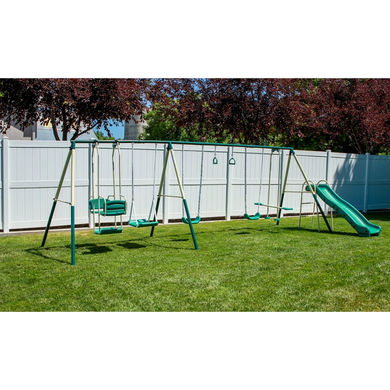 Propel Swing Pro Metal 9-Play Swing Set with Slide, Ladder, and