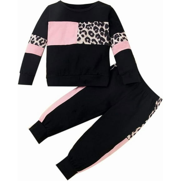 Conjunto de ropa para bebé niña, sudadera de manga larga con estampado de leopardo y pantalones bombachos, conjuntos de primavera y otoño para niñas recién nacidas.