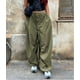 thumbnail image 4 of Pantalones de pierna ancha para mujer Cargo con bolsillo cintura elástica tejer pantalones casuales Y2K estilo de moda blanco verde holgado, 4 of 5
