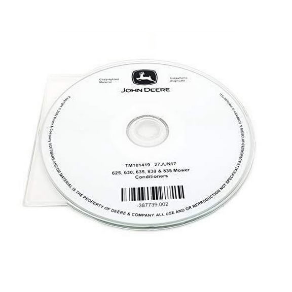 John Deere 625/630/635/830/835 Mower Conditioners Technical Manual CD - TM101...