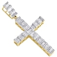 thumbnail image 3 of 10K Yellow Gold Round & Baguette Real Diamond Cross Pendant 1.75" Charm 1.03 CT., 3 of 5