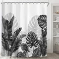 thumbnail image 2 of Tropical Green Plant Shower Curtain Waterproof Washable Fabric Summer Bathroom Decor Botanical Banana Monstera Leaf Palm Tree Shower Curtain with Hooks 72x72 Inch, 2 of 3
