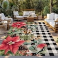 thumbnail image 2 of Christmas Outdoor Rug for Patio/Deck/Porch, Non-Slip Large Area Rug 3 x 5 Ft, Winter Poinsettia Berry Black White Plaid Indoor Outdoor Rugs Washable Area Rugs, Reversible Camping Rug Carpet Runner, 2 of 8
