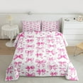 thumbnail image 2 of Manfei Girly Pink Bowknot Bedding Comforter Set for Kids, Kawaii Love Heart Twin Comforter Sets, Princess Cartoon Theme Reversible Bedding Set, Ultra Soft Home Decor, 2pcs, 2 of 8