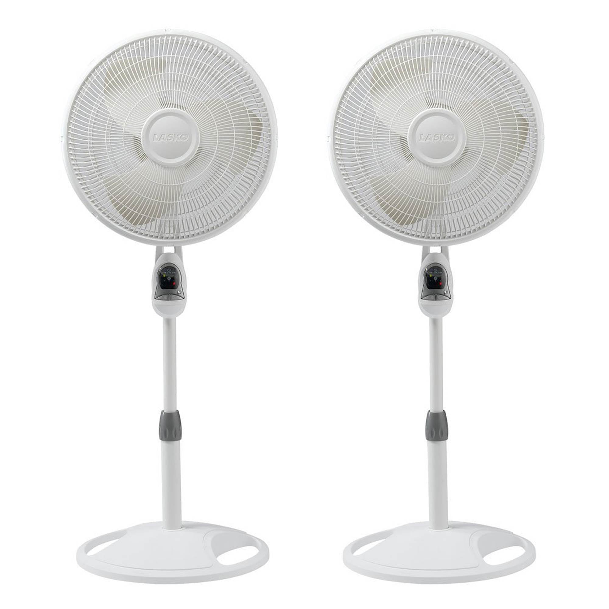 Lasko 16" Remote Control Oscillating 3 Speed Standing Floor Fan, White