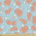 thumbnail image 1 of Fruit Fabric by the Yard, Hand Drawing Style Apples Cherries Pears and Hearts Romantic Art, Upholstery Fabric for Dining Chairs Home Decor Accents, Salmon Pale Sky Blue by Ambesonne, 1 of 5