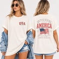 thumbnail image 4 of VibeNest Studio Unisex United States of America 1776 Land of the Free Vintage Patriotic Front Back Garment Dyed T-Shirt, 4 of 7