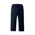thumbnail image 4 of ABATAB Cotton Linen Pants for Women Wide Leg Lounge Cropped Trousers Drawstring Summer Beach Capri Trousers Outfits, 4 of 6