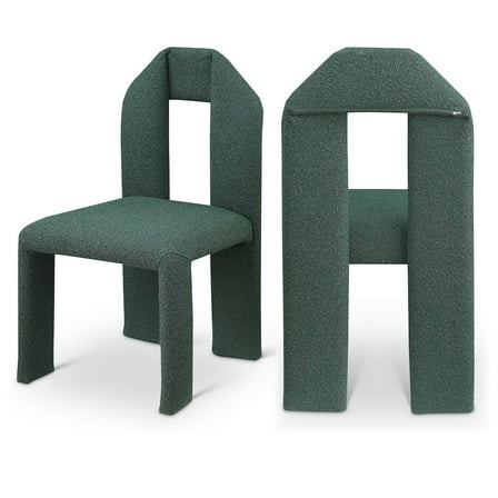 Meridian Furniture Bennett Green Boucle Fabric Dining Chair (Set of 2)