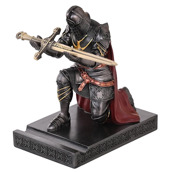 HDMbigmi King's Guard Leader Cloak Warrior Knight Pen Holder Mobile Phone Stand, Ornament Knight Statue, Pen Stand Paperweight for Office and Home (I