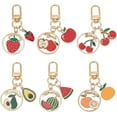 thumbnail image 1 of 6 estilos de llaveros de frutas: llavero de cereza, llavero de fresa, llavero con dije de naranja, llavero dorado, dijes para bolso., 1 of 5