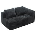 thumbnail image 5 of Chenille Loveseat Sofa, Minimalist Modular Couches Sleeper for Living Room Bedroom Apartment Lounge (Black), 5 of 11