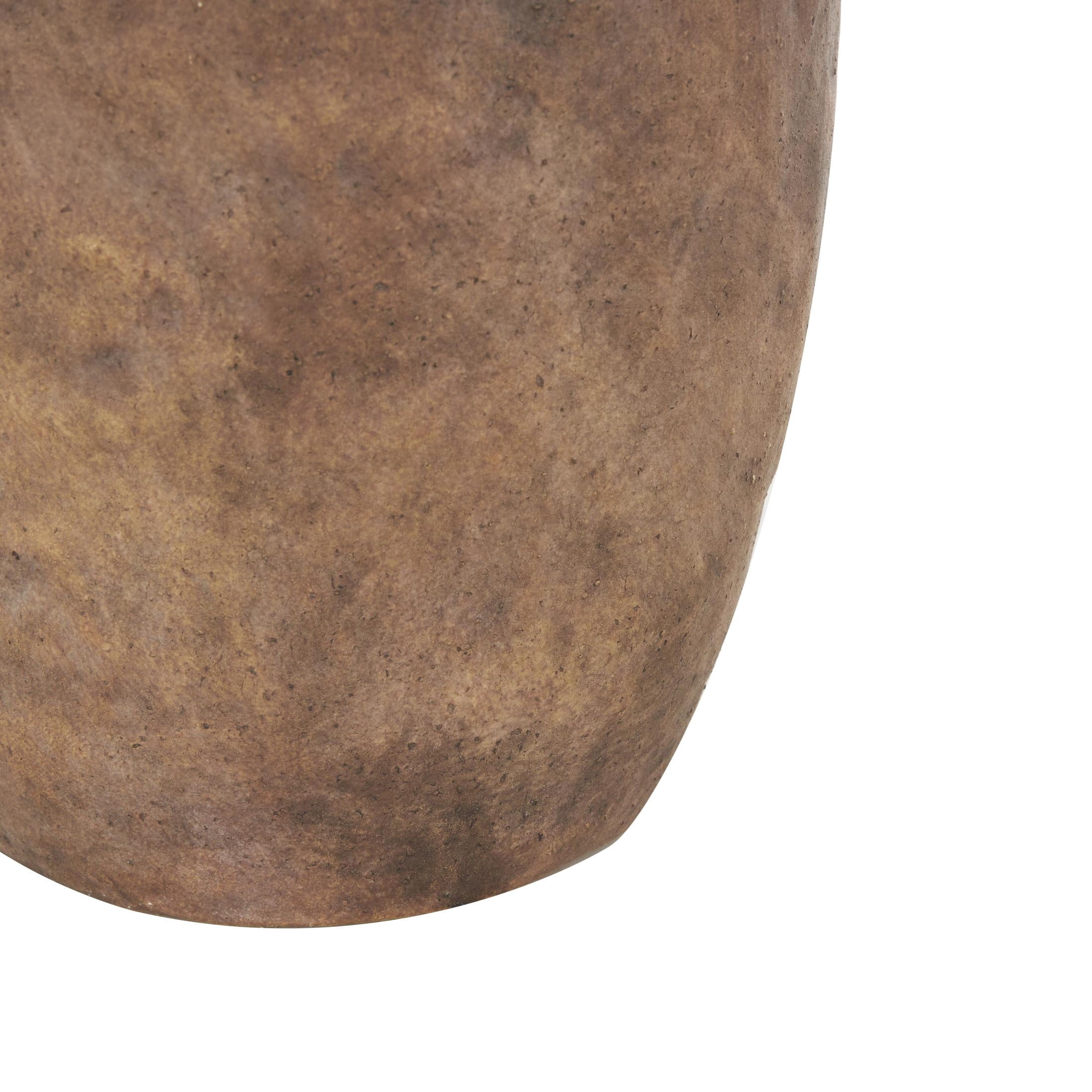 DecMode 17" Antique Style Textured Brown Ceramic Vase with Handles