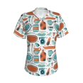 thumbnail image 2 of Uemuo Cute Tableware Printed Women's Classic V-Neck T-Shirt - Soft, Breathable, Moisture-Wicking, Perfect for Casual, Office, Travel, and Everyday Wear-Large, 2 of 5
