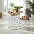 thumbnail image 2 of Urban Trends Metal Round Nesting Accent Table with Mirror Top and Round Base Set of Two Metallic Finish Champagne, Champagne, 2 of 7