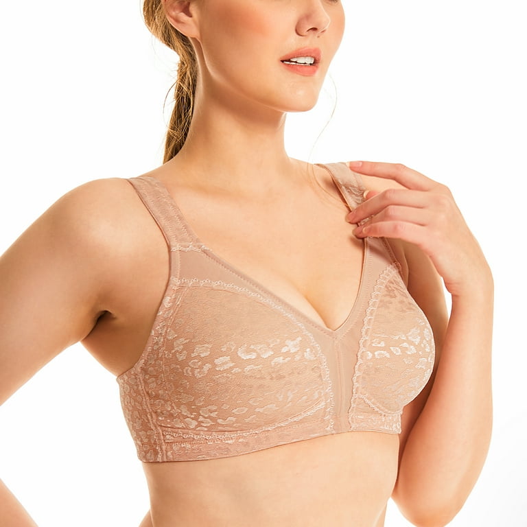Deyllo Women's Wirefree Non Padded Plus Size Full Coverage Minimizer Bra,  Pink 38G