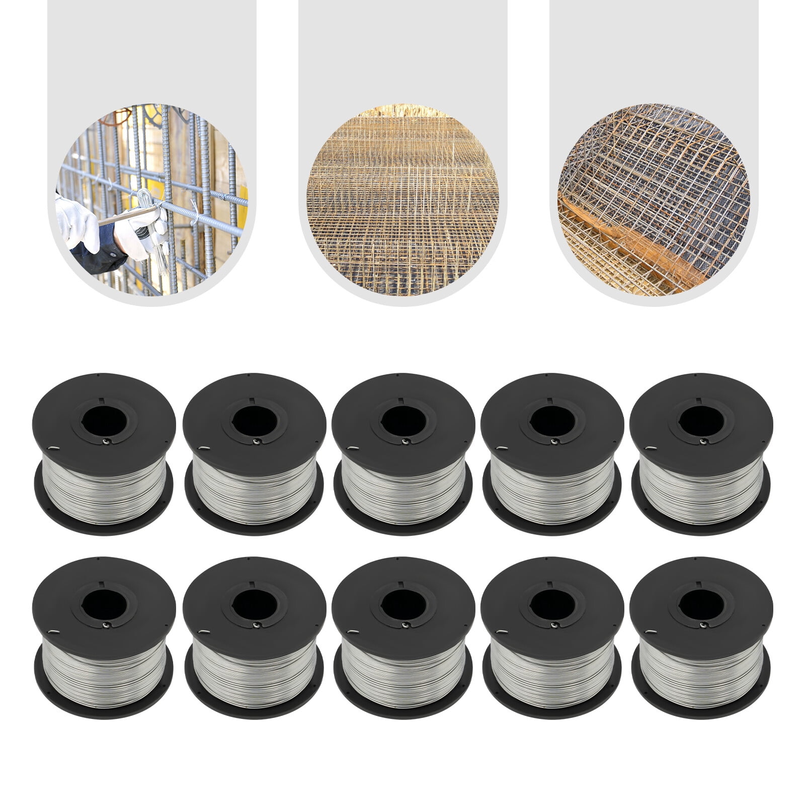 10 Rolls Galvanised Iron Wires Diameter 360.89 Ft Galvanized Cable Wire Rope for Chandeliers, Clotheslines, Lightning Lines Between Trees