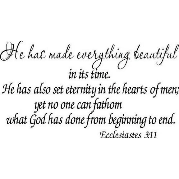 Ecclesiastes 3:11, Bible Verse Vinyl Wall Decal by Scripture Wall Art, 11"x22" Black, Christian