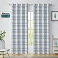 thumbnail image 2 of White and Blue Plaid Blackout Window Curtain Noise Reducing Buffalo Check Geometric Panel Long for Bedroom Grommet Top Rustic Farmhouse Room Darkening Drape, Dusty Blue 42"W x 108"L (Pack of 2), 2 of 6
