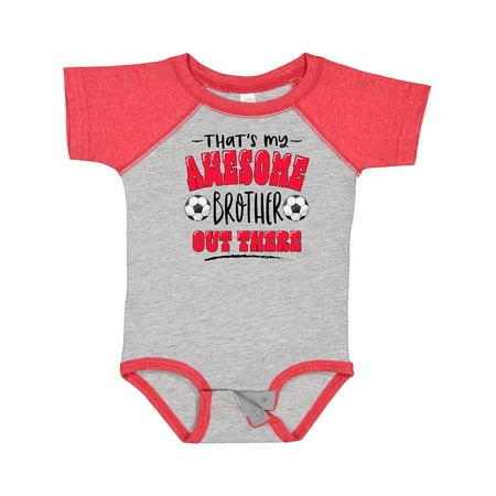 

Inktastic That s My Awesome Brother out There with Soccer Balls Gift Baby Boy or Baby Girl Bodysuit