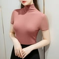 thumbnail image 2 of Womens Mesh Short Sleeve Tops See Through Going Out Blouses Casual Slim Fit Turtleneck Sheer Party Outfits Base Shirts, 2 of 5