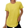 thumbnail image 2 of Razzly Women's Summer Casual Loose Fit Short Sleeve Round Neck Plain Color T Shirt Comfortable Breathable Fashion Top For Daily Wear Womens Summer Tunics Athletic Long Sleeve Shirt Women(Yellow,M), 2 of 6