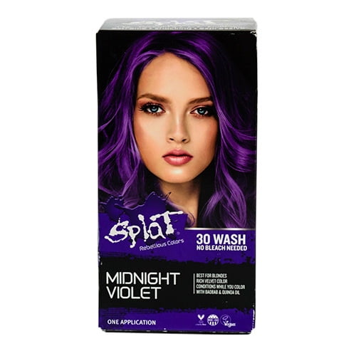 Splat Rebellious Colors 30 Wash No Bleach Needed Hair Color Kit, MIDNIGHT VIOLETT, 6 Oz, 3 Pack Splat Rebellious Colors 30 Wash No Bleach Needed Hair Color Kit, MIDNIGHT VIOLETT, 6 Oz, 3 Pack