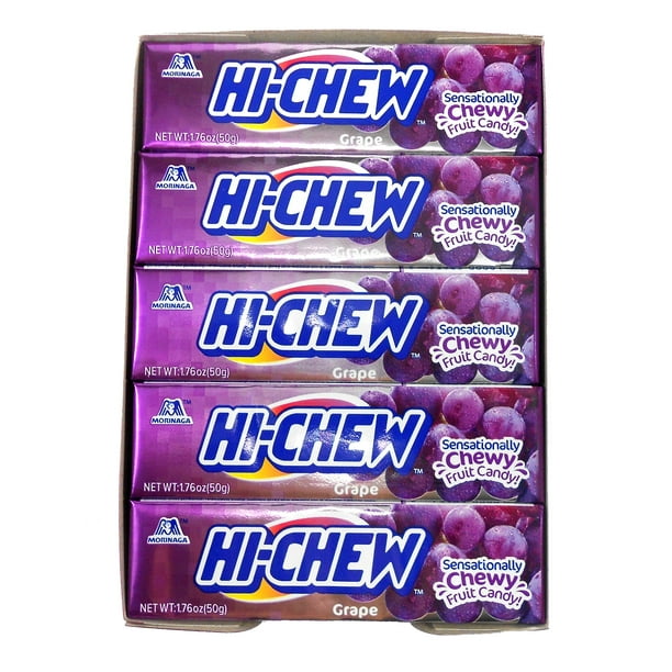 Hichew Grape Chewy Fruit Candies 1.76 oz. bar By Morinaga (10pack