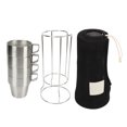 thumbnail image 1 of Vasos de camping de acero inoxidable y plástico, juego de 4 piezas de doble capa, tazas de café apilables para picnics, color plateado, 1 of 8